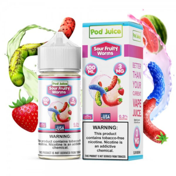 Sour Fruity Worms By Pod Juice 55