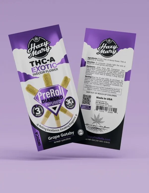 Hazy Mary Diamond Infused 1g THCA Pre-Rolls 3ct 10pk - Image 3