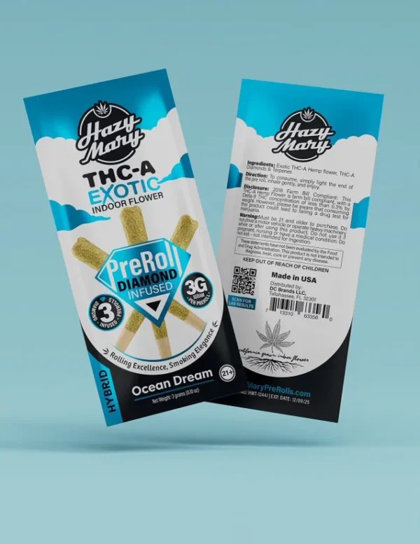 Hazy Mary Diamond Infused 1g THCA Pre-Rolls 3ct 10pk